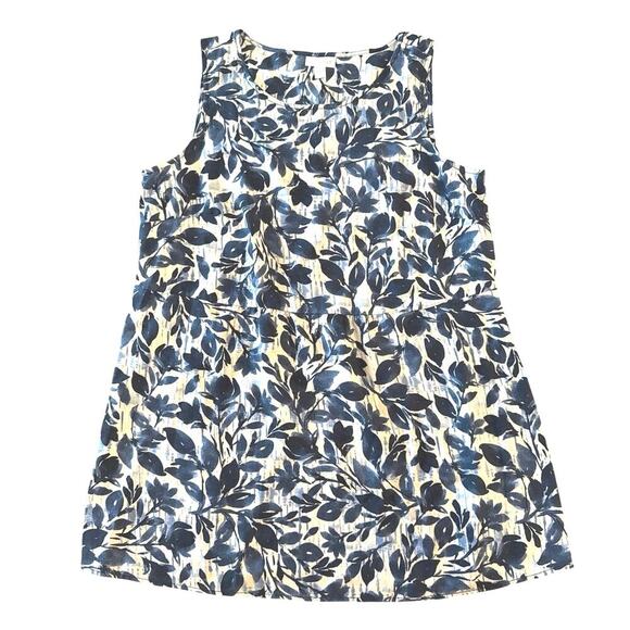J. Jill Purejill Floral Sleeveless Tunic Top Small Tiered 100% Tencel Tank - Picture 3 of 10